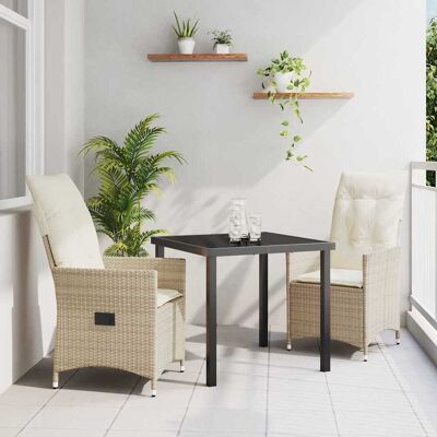 vidaXL Gartenset aus 3 Teilen Beige Rattan - Gartenmöbel vidaXL Gartenset aus 3 Teilen Beige Rattan - Gartenmöbel