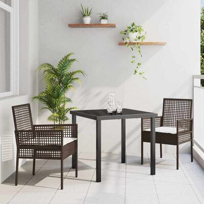 vidaXL Garten Essgruppe 3 Stk. Braun Poly-Rattan Braun vidaXL Garten Essgruppe 3 Stk. Braun Poly-Rattan Braun