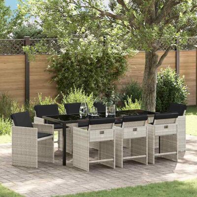 vidaXL Garten Essgruppe 9 Stk. Hellgrau Poly-Rattan Hellgrau vidaXL Garten Essgruppe 9 Stk. Hellgrau Poly-Rattan Hellgrau