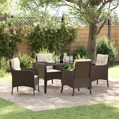 vidaXL Garten Essgruppe 5 Stk. Braun Poly-Rattan Braun vidaXL Garten Essgruppe 5 Stk. Braun Poly-Rattan Braun