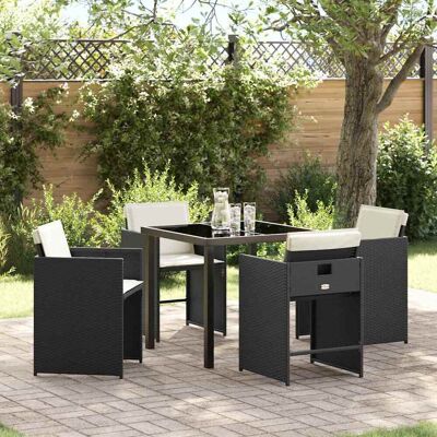 vidaXL Garten Essgruppe 5 Stk. Schwarz Poly-Rattan Schwarz vidaXL Garten Essgruppe 5 Stk. Schwarz Poly-Rattan Schwarz