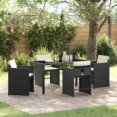 vidaXL Garten Essgruppe 5 Stk. Schwarz Poly-Rattan Schwarz vidaXL Garten Essgruppe 5 Stk. Schwarz Poly-Rattan Schwarz