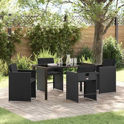 vidaXL Garten Essgruppe 5 Stk. Schwarz Poly-Rattan Schwarz vidaXL Garten Essgruppe 5 Stk. Schwarz Poly-Rattan Schwarz