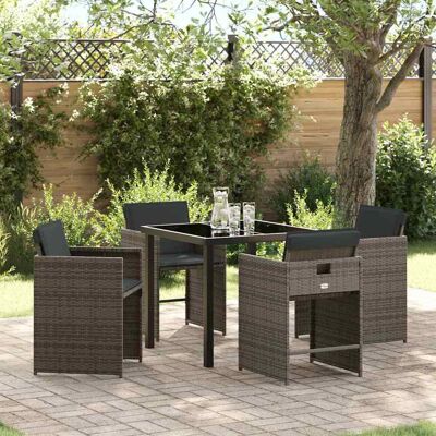vidaXL Garten Essgruppe 5 Stk. Grau Poly-Rattan Grau vidaXL Garten Essgruppe 5 Stk. Grau Poly-Rattan Grau