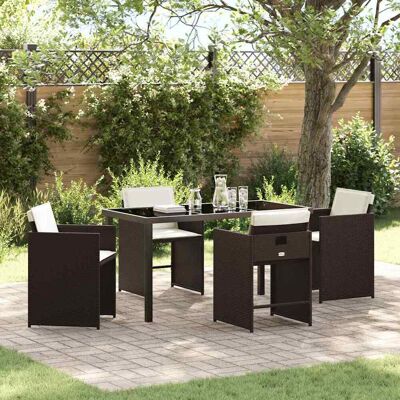vidaXL Garten Essgruppe 5 Stk. Braun Poly-Rattan Braun vidaXL Garten Essgruppe 5 Stk. Braun Poly-Rattan Braun
