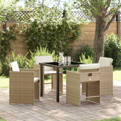vidaXL Garten Essgruppe 5 Stk. Beige Poly-Rattan Beige vidaXL Garten Essgruppe 5 Stk. Beige Poly-Rattan Beige