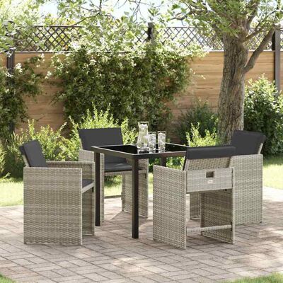vidaXL Garten Essgruppe 5 Stk. Hellgrau Poly-Rattan Hellgrau vidaXL Garten Essgruppe 5 Stk. Hellgrau Poly-Rattan Hellgrau