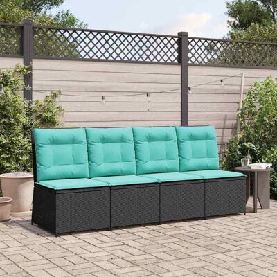 vidaXL Garten-Sofa mit Kissen Schwarz und Türkis Poly-Rattan Schwarz vidaXL Garten-Sofa mit Kissen Schwarz und Türkis Poly-Rattan Schwarz