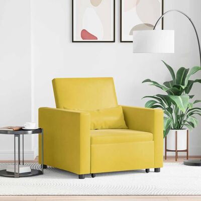 vidaXL Ausziehbare Schlafcouch Einzel mit Rädern Gelb Samt Gelb vidaXL Ausziehbare Schlafcouch Einzel mit Rädern Gelb Samt Gelb