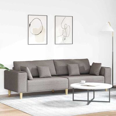 vidaXL Sofa mit Kissen Taupe 250 x 77 x 76 cm Stoff Taupe vidaXL Sofa mit Kissen Taupe 250 x 77 x 76 cm Stoff Taupe