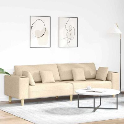 vidaXL Sofa mit Kissen Creme 250 x 77 x 76 cm Stoff Creme vidaXL Sofa mit Kissen Creme 250 x 77 x 76 cm Stoff Creme