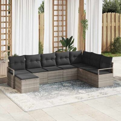 vidaXL Sofa Set mit Kissen 8 pcs Hellgrau Poly Rattan Hellgrau vidaXL Sofa Set mit Kissen 8 pcs Hellgrau Poly Rattan Hellgrau