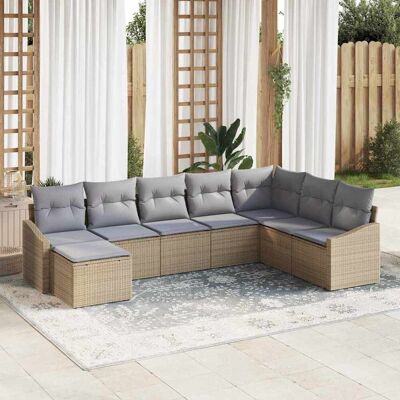 Vidaxl Gartensofa-Set - 8-teiliges Beige Synthetischer Rattan Vidaxl Gartensofa-Set - 8-teiliges Beige Synthetischer Rattan