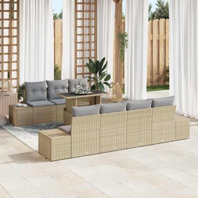 Beige Gartensofa-Set - Modulares Outdoor-Möbel für 7 Beige Gartensofa-Set - Modulares Outdoor-Möbel für 7