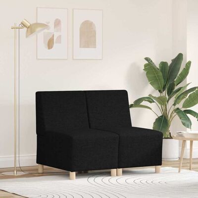 vidaXL Modulares Armfreies Sofa 2 pcs Schwarz 55 x 74 x 82 cm Stoff Schwarz vidaXL Modulares Armfreies Sofa 2 pcs Schwarz 55 x 74 x 82 cm Stoff Schwarz
