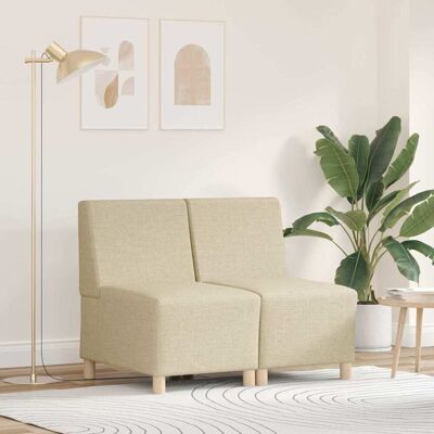 vidaXL Modulares Armfreies Sofa 2 pcs Creme 55 x 74 x 82 cm Stoff Creme vidaXL Modulares Armfreies Sofa 2 pcs Creme 55 x 74 x 82 cm Stoff Creme