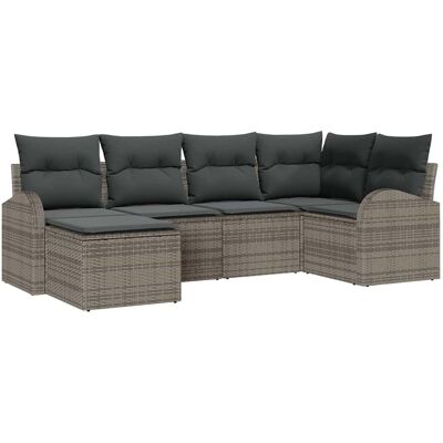 vidaXL Sofa Set mit Kissen mit Speicher 6 pcs Grau Poly-Rattan Grau vidaXL Sofa Set mit Kissen mit Speicher 6 pcs Grau Poly-Rattan Grau