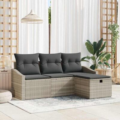 vidaXL Sofa Set 4 stk. Hellgrau Poly-Rattan Hellgrau vidaXL Sofa Set 4 stk. Hellgrau Poly-Rattan Hellgrau