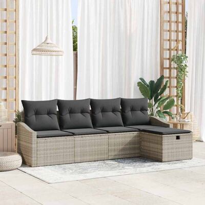 vidaXL Sofa Set 5 stk. Hellgrau Poly-Rattan Hellgrau vidaXL Sofa Set 5 stk. Hellgrau Poly-Rattan Hellgrau