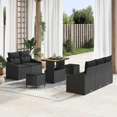 vidaXL Garten-Sofa-Set mit Kissen mit Speicher 8 pcs Schwarz Schwarz vidaXL Garten-Sofa-Set mit Kissen mit Speicher 8 pcs Schwarz Schwarz