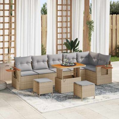 vidaXL Gartensofa-set mit Kissen 11 pcs Beige und Hellgrau Poly-Rattan Beige vidaXL Gartensofa-set mit Kissen 11 pcs Beige und Hellgrau Poly-Rattan Beige