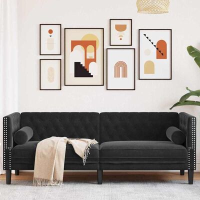 vidaXL Sofa Schwarz 194 x 74,5 x 70,5 cm Samt Schwarz vidaXL Sofa Schwarz 194 x 74,5 x 70,5 cm Samt Schwarz