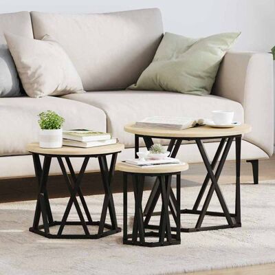 Vidaxl Sonoma Eiche Modernes Beistelltisch-Set Vidaxl Sonoma Eiche Modernes Beistelltisch-Set