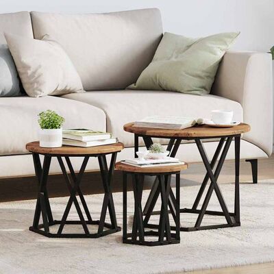 vidaXL Holz und Metall Couchtisch-Set - Rustikaler Charme vidaXL Holz und Metall Couchtisch-Set - Rustikaler Charme