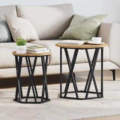 vidaXL Artisan Eiche MDF, Metall Mittel Couchtisch Rund Industrie Braun - Beistelltisch vidaXL Artisan Eiche MDF, Metall Mittel Couchtisch Rund Industrie Braun - Beistelltisch