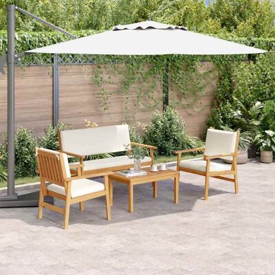 vidaXL Set aus 2 Natürlich Massivholz Akazie Mittel Langlebig Beige - Outdoor Sofa Set vidaXL Set aus 2 Natürlich Massivholz Akazie Mittel Langlebig Beige - Outdoor Sofa Set