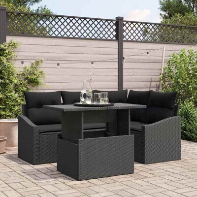 vidaXL Gartensofa-set 5 Stk. Schwarz Poly-Rattan Schwarz vidaXL Gartensofa-set 5 Stk. Schwarz Poly-Rattan Schwarz