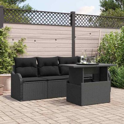vidaXL Gartensofa-set 5 stk. 4-Sitzanzahl Schwarz Poly Rattan Schwarz vidaXL Gartensofa-set 5 stk. 4-Sitzanzahl Schwarz Poly Rattan Schwarz
