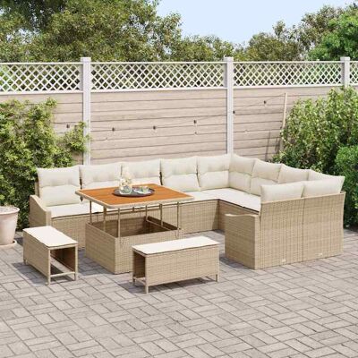 vidaXL Gartensofa-set 12 stk. 7-Sitzanzahl Beige Poly Rattan Beige vidaXL Gartensofa-set 12 stk. 7-Sitzanzahl Beige Poly Rattan Beige