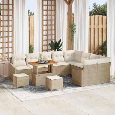 vidaXL Gartensofa-set 12 stk. 7-Sitzanzahl Beige Poly Rattan Beige vidaXL Gartensofa-set 12 stk. 7-Sitzanzahl Beige Poly Rattan Beige
