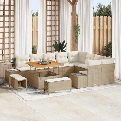 vidaXL Gartensofa-set 12 stk. 11-Sitzanzahl Beige Poly Rattan Beige vidaXL Gartensofa-set 12 stk. 11-Sitzanzahl Beige Poly Rattan Beige