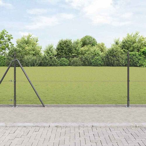 vidaXL Zaunpfosten Grau 100 x 0,8 m (12 x 12 mm Maschen) Stahl und PVC Grau