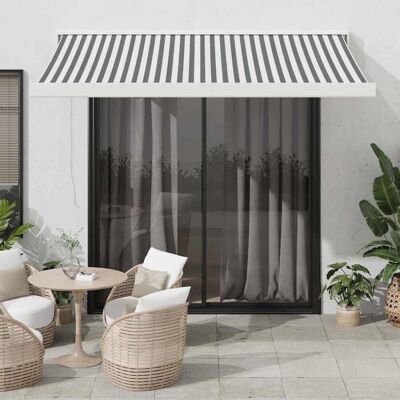 vidaXL Markise Einziehbar Anthrazit & Weiß 3,5x2,5 m Stoff & Aluminium Anthrazit vidaXL Markise Einziehbar Anthrazit & Weiß 3,5x2,5 m Stoff & Aluminium Anthrazit