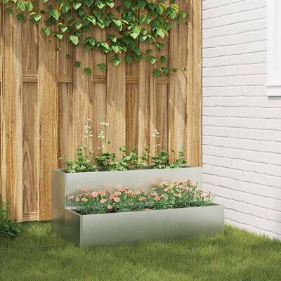vidaXL Gartentopf Verzinkter Stahl 100x60x45cm Langlebig Silber vidaXL Gartentopf Verzinkter Stahl 100x60x45cm Langlebig Silber