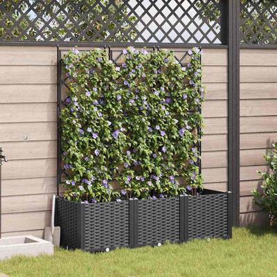 Vidaxl Gartentopf mit Rankgitter 3 st Schwarz 120x40x143 cm Vidaxl Gartentopf mit Rankgitter 3 st Schwarz 120x40x143 cm