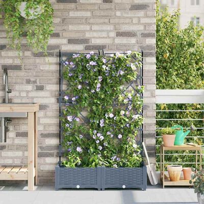Vidaxl Gartentopf mit Rankgitter 2 pcs Hellgrau 80x40x125.5 cm Vidaxl Gartentopf mit Rankgitter 2 pcs Hellgrau 80x40x125.5 cm