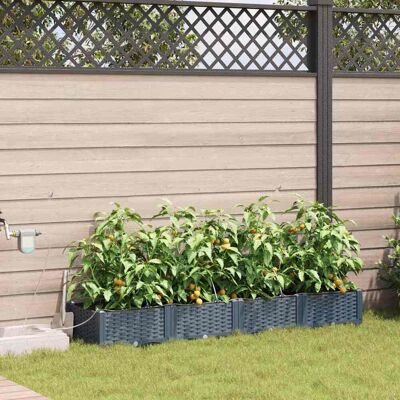 VidaXL Gartentopf Hellgrau Rechteckig Kunststoff - Blumentopf VidaXL Gartentopf Hellgrau Rechteckig Kunststoff - Blumentopf