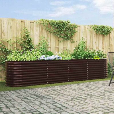 vidaXL Gartenhochbeet Braun Feuerverzinkter Stahl 400 x 80 x 81 cm vidaXL Gartenhochbeet Braun Feuerverzinkter Stahl 400 x 80 x 81 cm