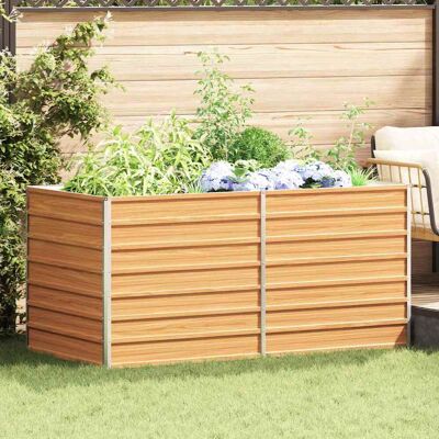 vidaXL Hochbeet Hellbraun 160 x 80 x 77 cm Verzinkter Stahl Braun vidaXL Hochbeet Hellbraun 160 x 80 x 77 cm Verzinkter Stahl Braun