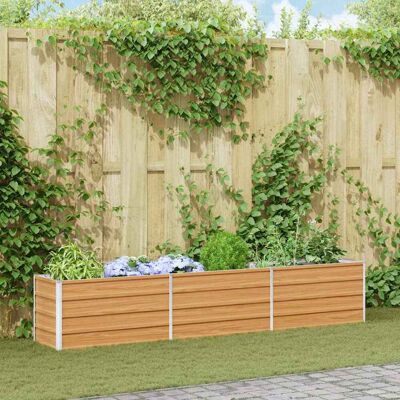 vidaXL Hochbeet Hellbraun 240 x 40 x 45 cm Verzinkter Stahl Braun vidaXL Hochbeet Hellbraun 240 x 40 x 45 cm Verzinkter Stahl Braun