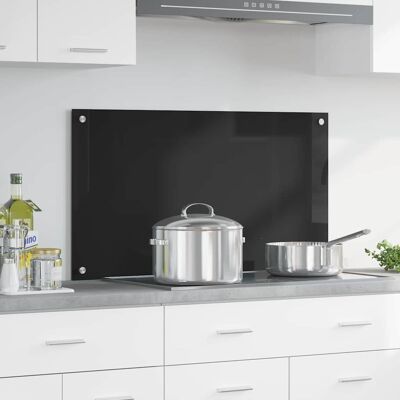 vidaXL Küchenrückwand Schwarz 90 x 50 cm Gehärtetes Glas Schwarz vidaXL Küchenrückwand Schwarz 90 x 50 cm Gehärtetes Glas Schwarz