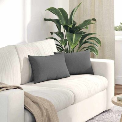 vidaXL Sofakissen 2 pcs Dunkelgrau 50 x 30 cm Stoff Grau vidaXL Sofakissen 2 pcs Dunkelgrau 50 x 30 cm Stoff Grau