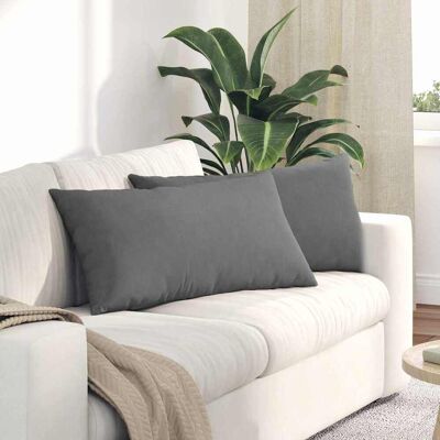 vidaXL Sofakissen 2 Stück Dunkelgrau 80 x 40 cm Stoff Grau vidaXL Sofakissen 2 Stück Dunkelgrau 80 x 40 cm Stoff Grau
