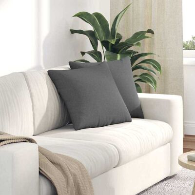 vidaXL Sofakissen 2 pcs Dunkelgrau 45 x 45 cm Stoff Grau vidaXL Sofakissen 2 pcs Dunkelgrau 45 x 45 cm Stoff Grau