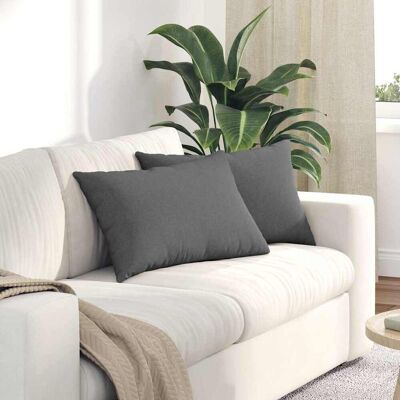 vidaXL Sofakissen 2 pcs Stoff Dunkelgrau 60 x 40 cm Grau vidaXL Sofakissen 2 pcs Stoff Dunkelgrau 60 x 40 cm Grau