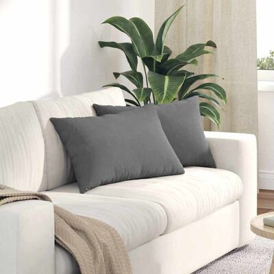 vidaXL Sofakissen 2 Stück Dunkelgrau 60 x 40 cm Stoff Grau vidaXL Sofakissen 2 Stück Dunkelgrau 60 x 40 cm Stoff Grau